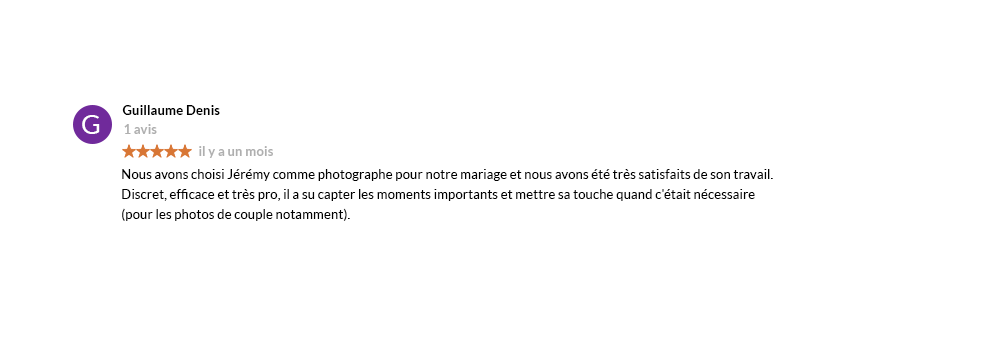 Guilluame à été content de ma prestation photographe mariage paris