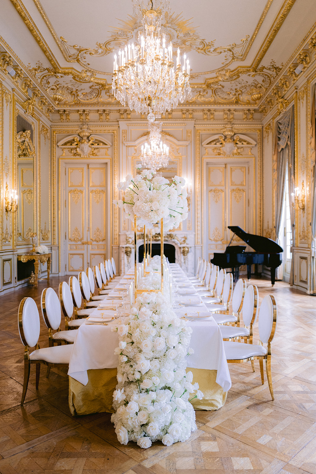 Floral wedding reception design at Shangri-La Paris