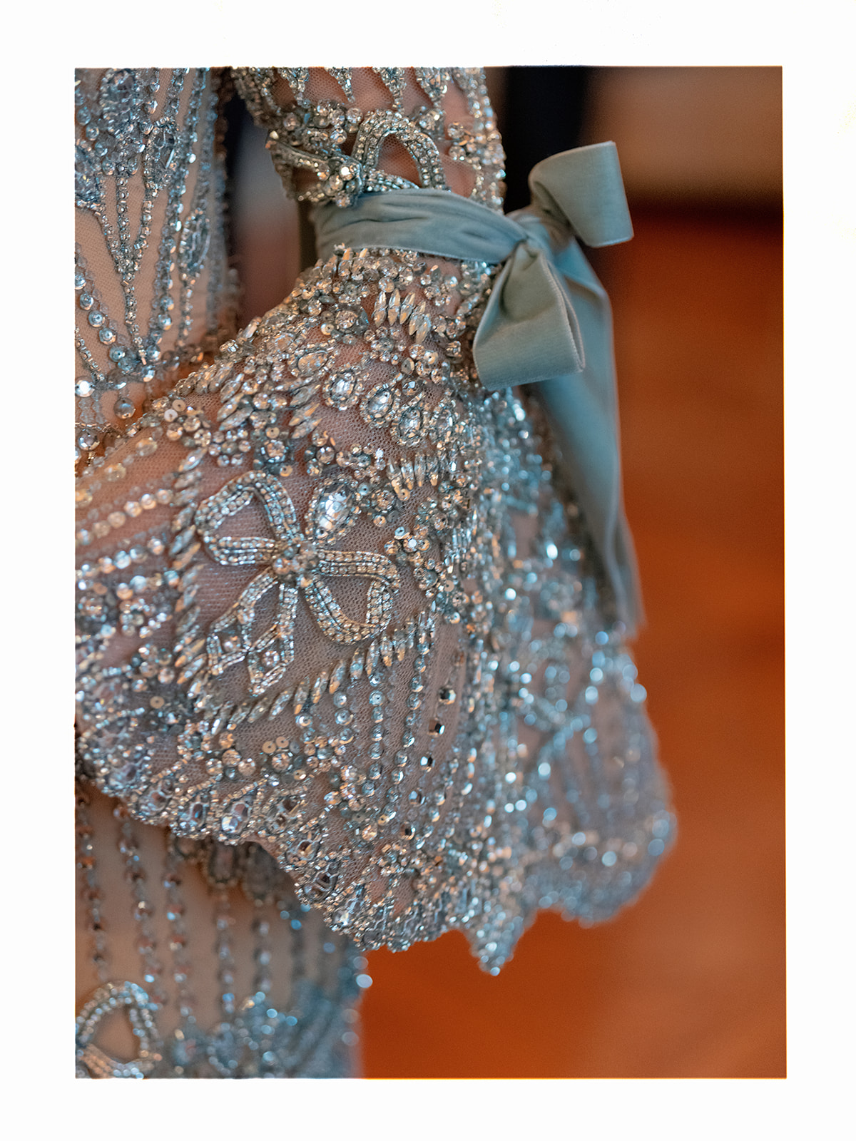 Couture wedding dress detail photographed in Paris