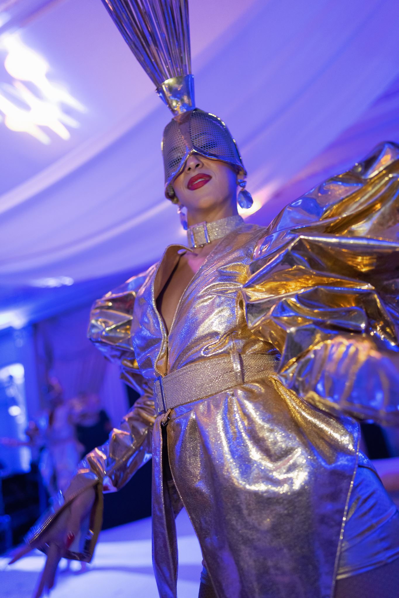 Gold-costumed performer during the wedding party at Shangri-La Paris