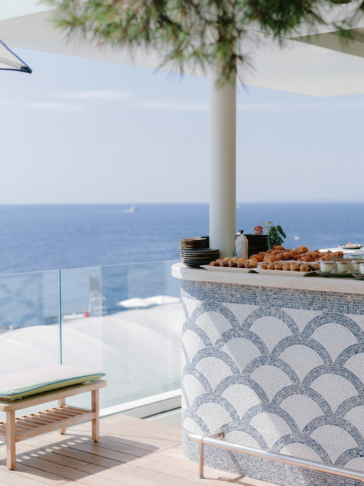 Club Dauphin pastry buffet overlooking the Mediterranean during a wedding farewell brunch