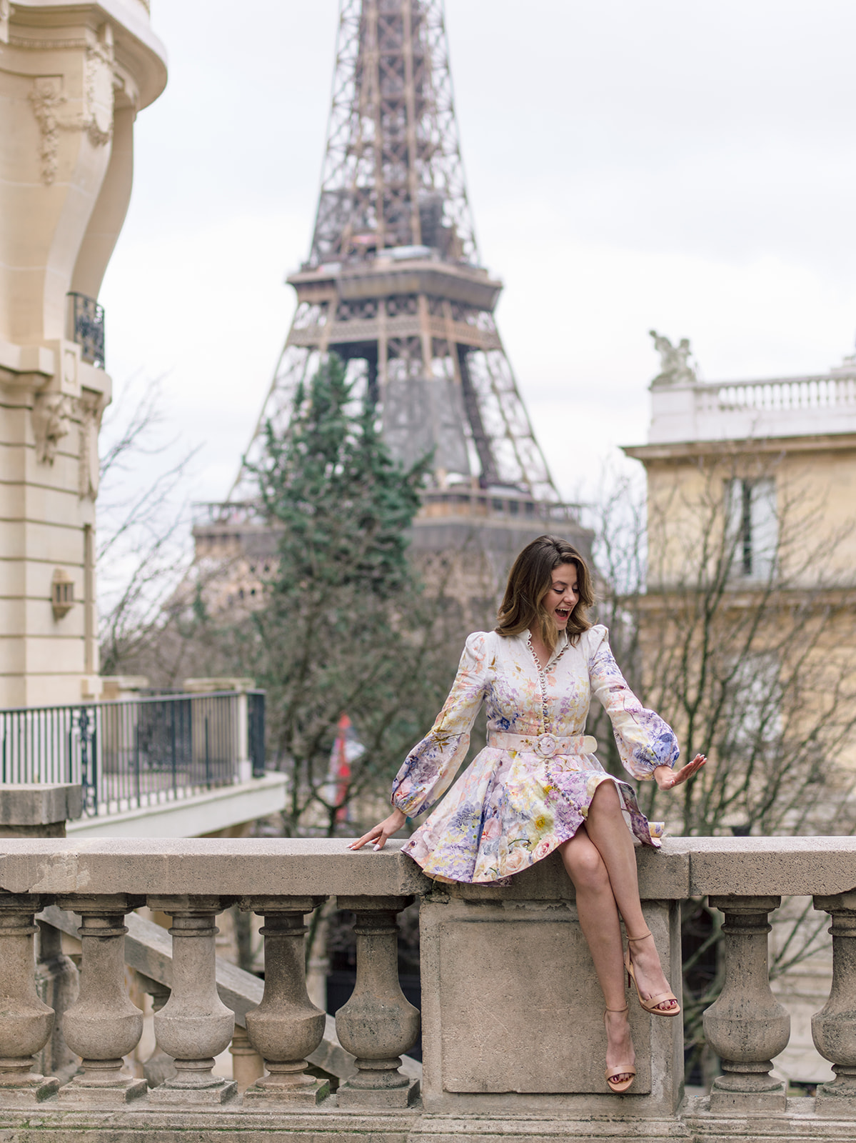 Editorial portrait beside the Eiffel Tower at the Trocadéro in Paris