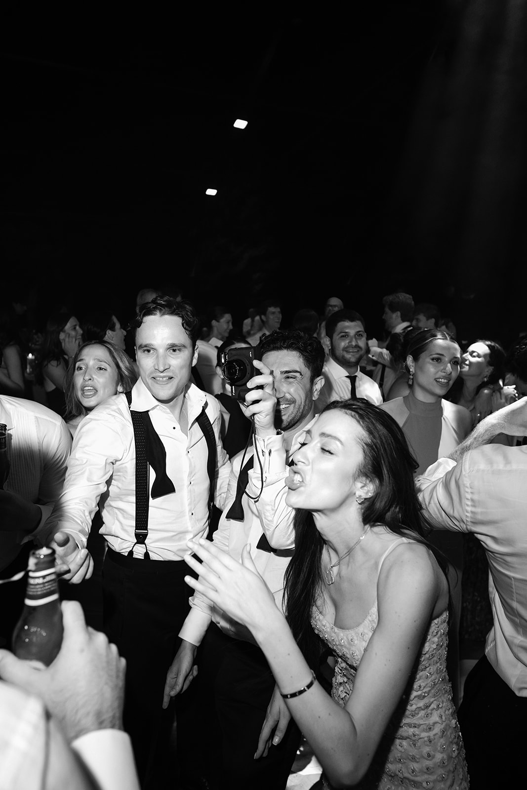 Energetic black and white moment on the Villa Baulieu wedding dance floor