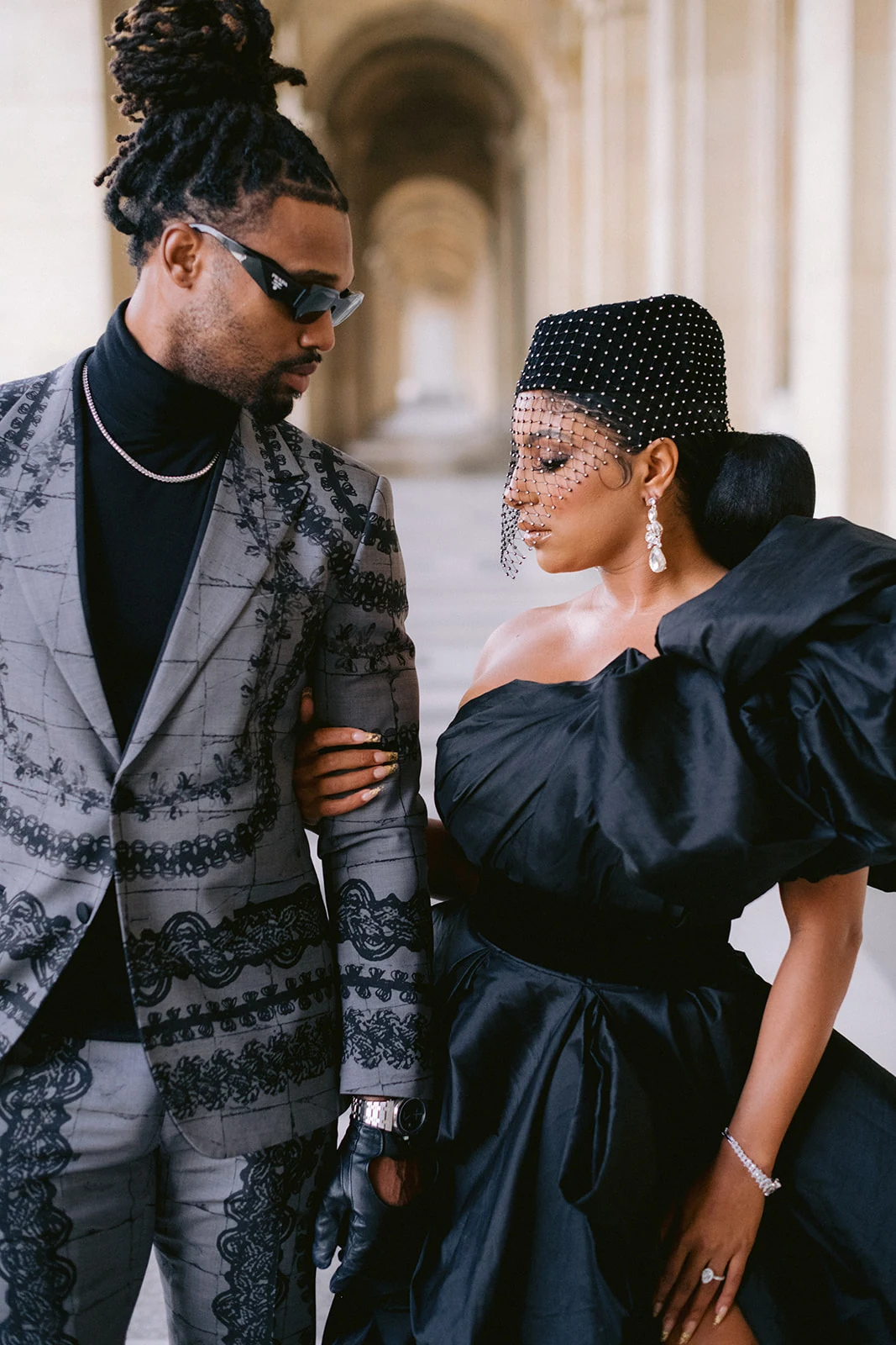 Editorial couple portrait during an intimate wedding in Paris