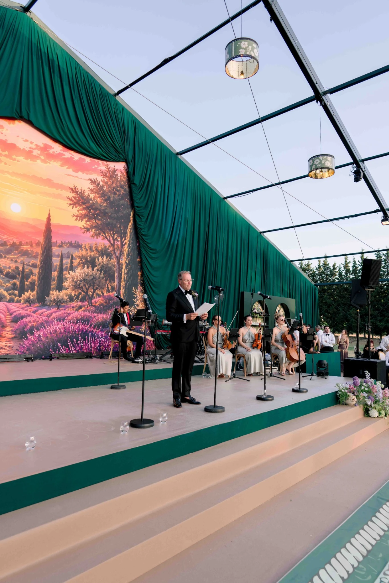 Destination wedding ceremony stage at Villa Baulieu in Provence