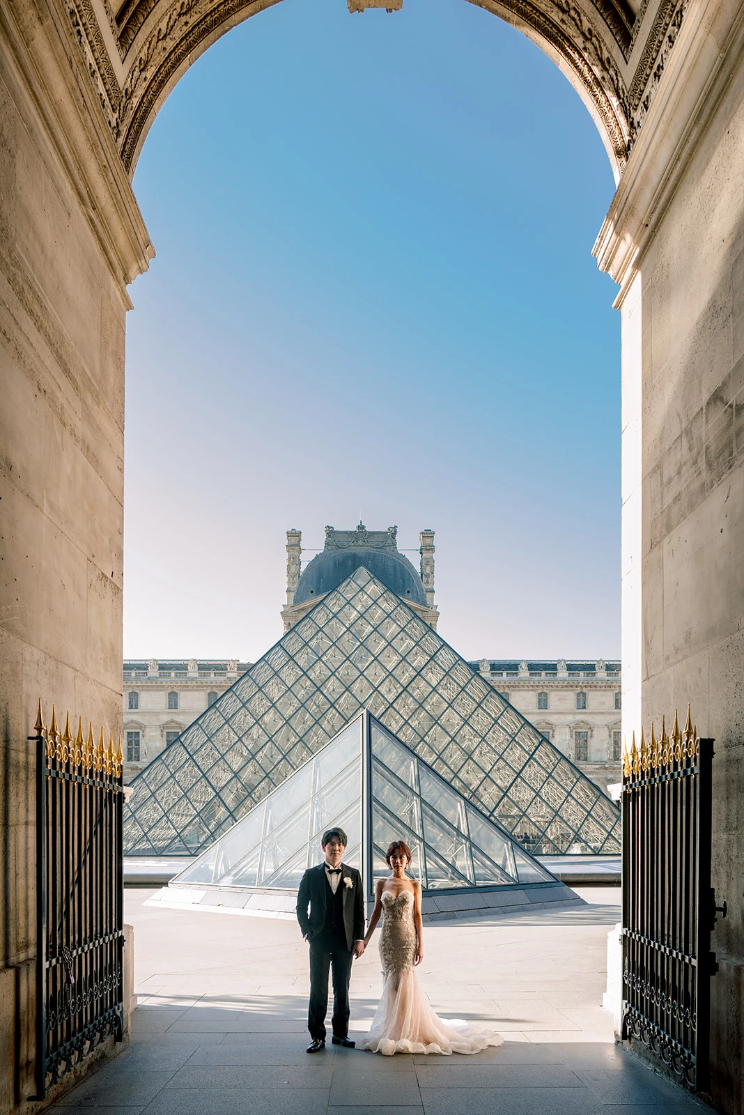 Editorial bridal portrait at the Louvre during an intimate Paris elopement