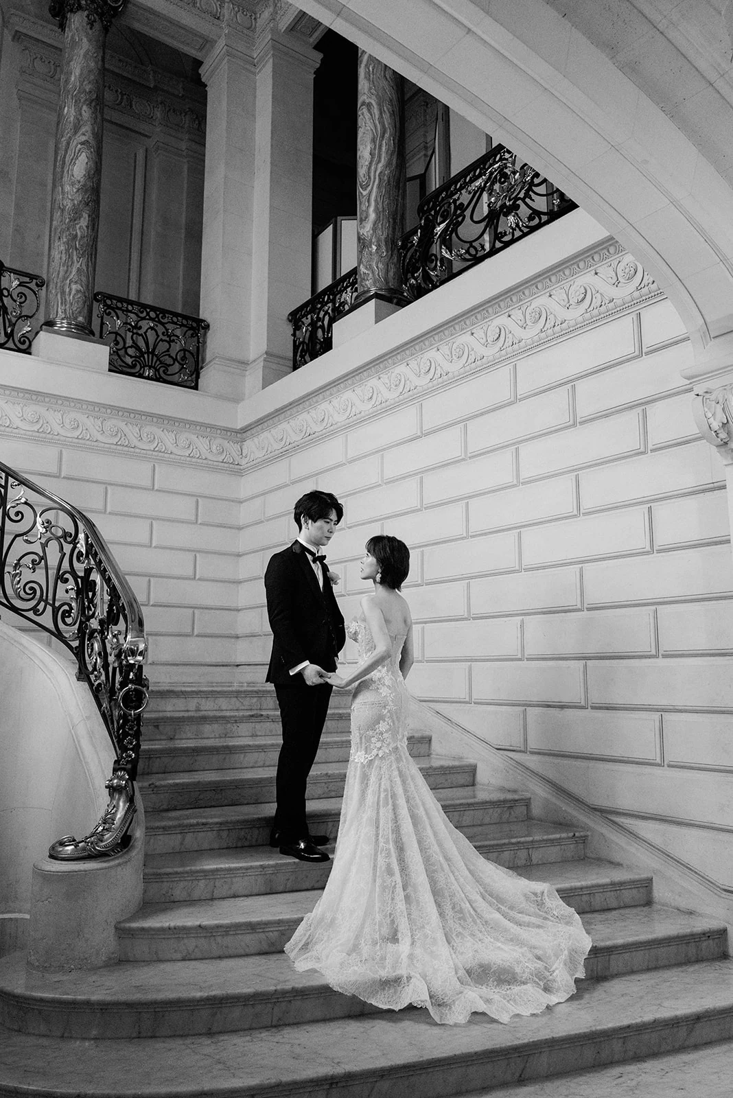 Elegant couple portrait photographed during a Paris elopement session
