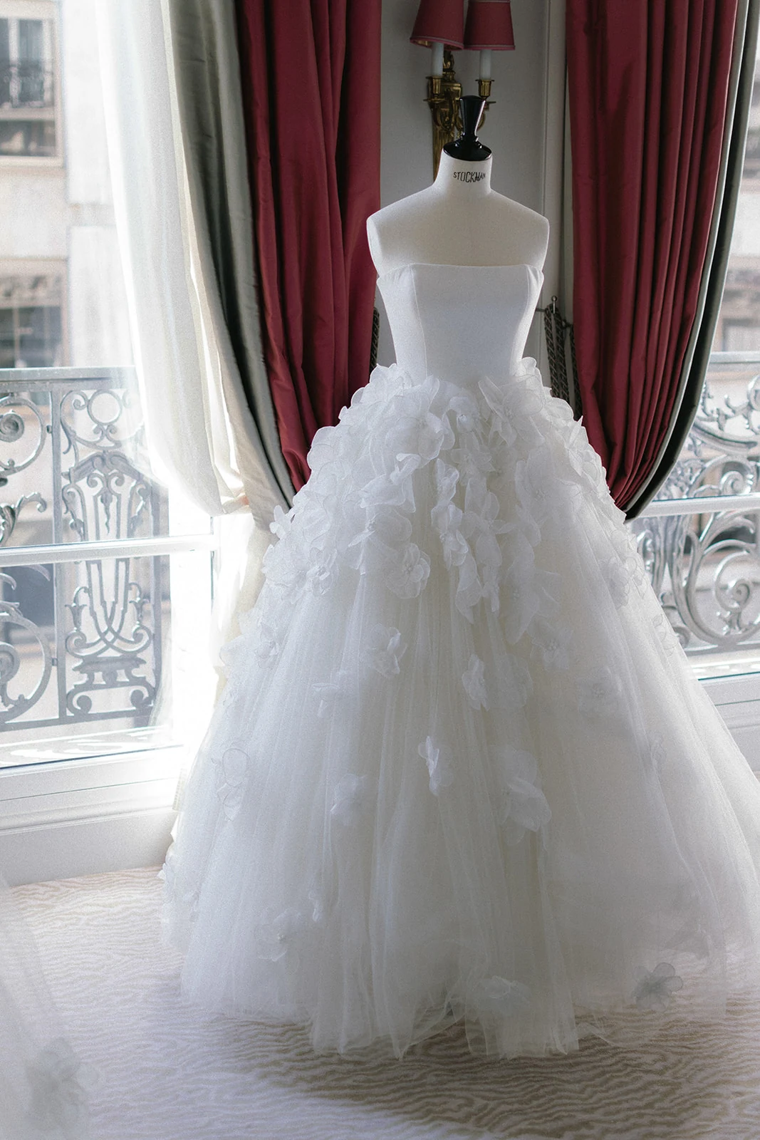 Viktor and Rolf wedding dress in Plaza Athénée suite