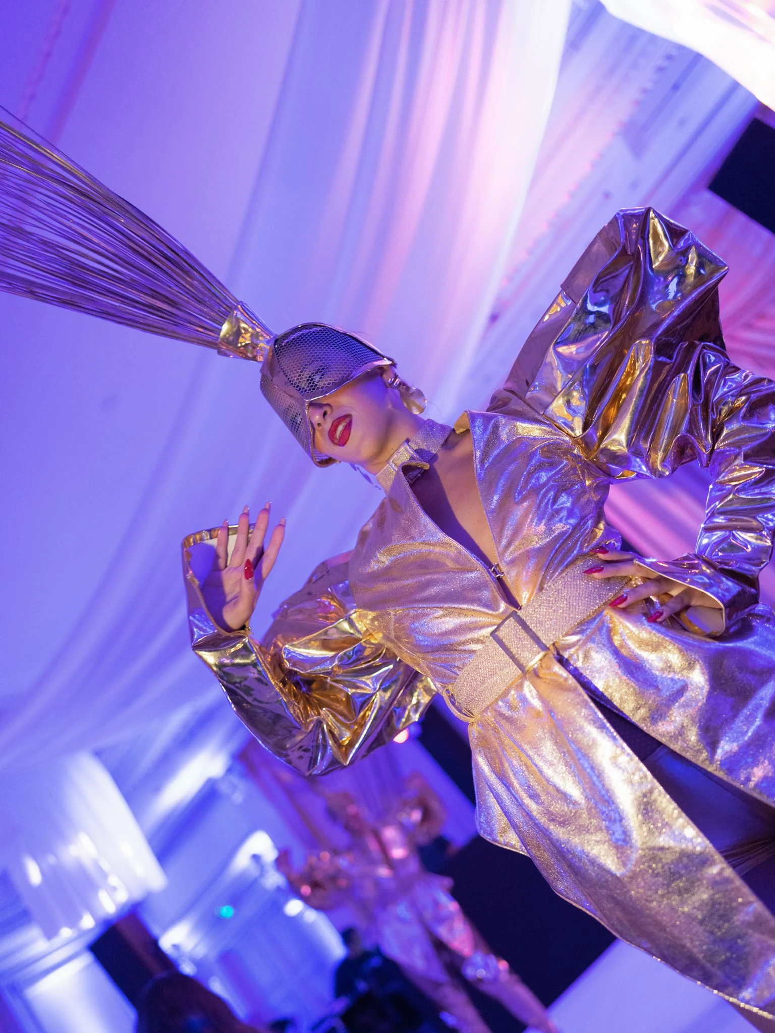 Gold fashion performance during the wedding party at Shangri-La Paris