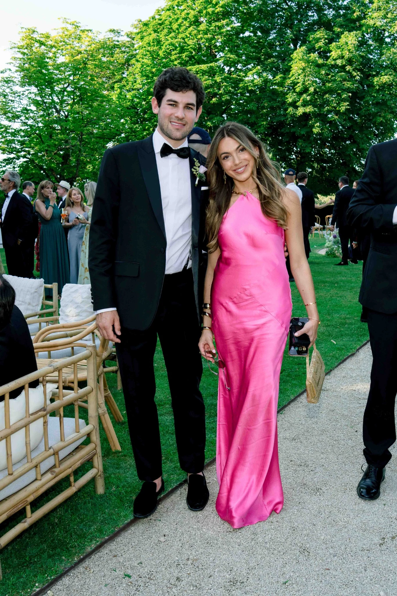 Wedding guests in formal attire at Villa Baulieu