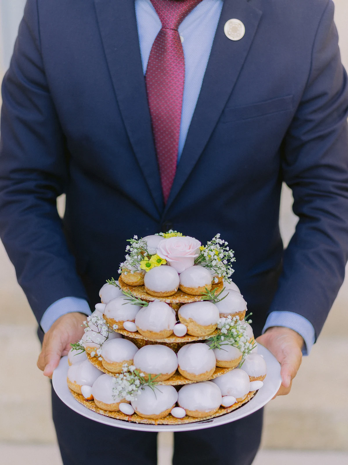 Elegant wedding cake created for an intimate Provence elopement